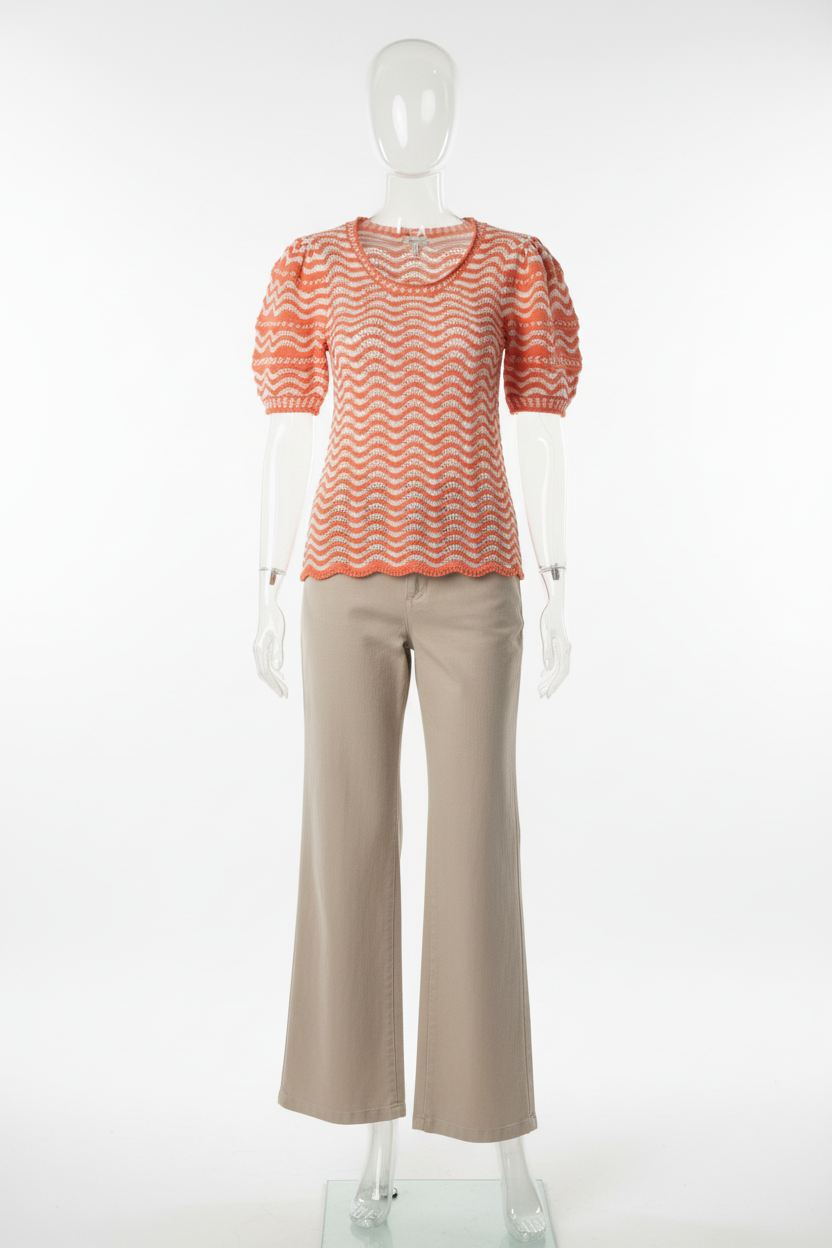 Coral Wave Knit Top clean background product photo