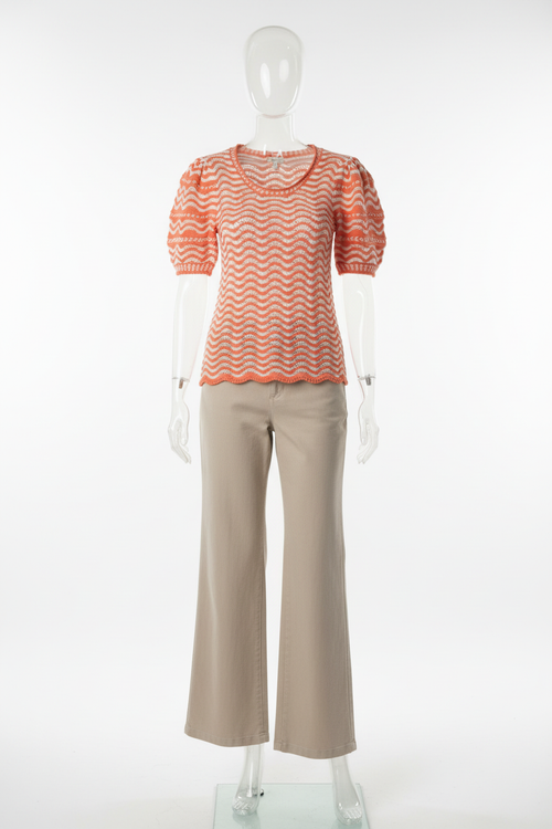 Coral Wave Knit Top clean background product photo