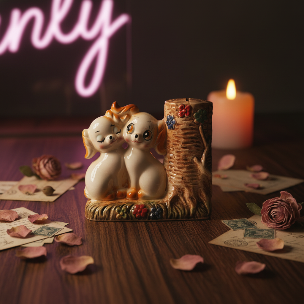 The Sweethearts & Stumps — Vintage Japanese Porcelain Puppy Coin Bank