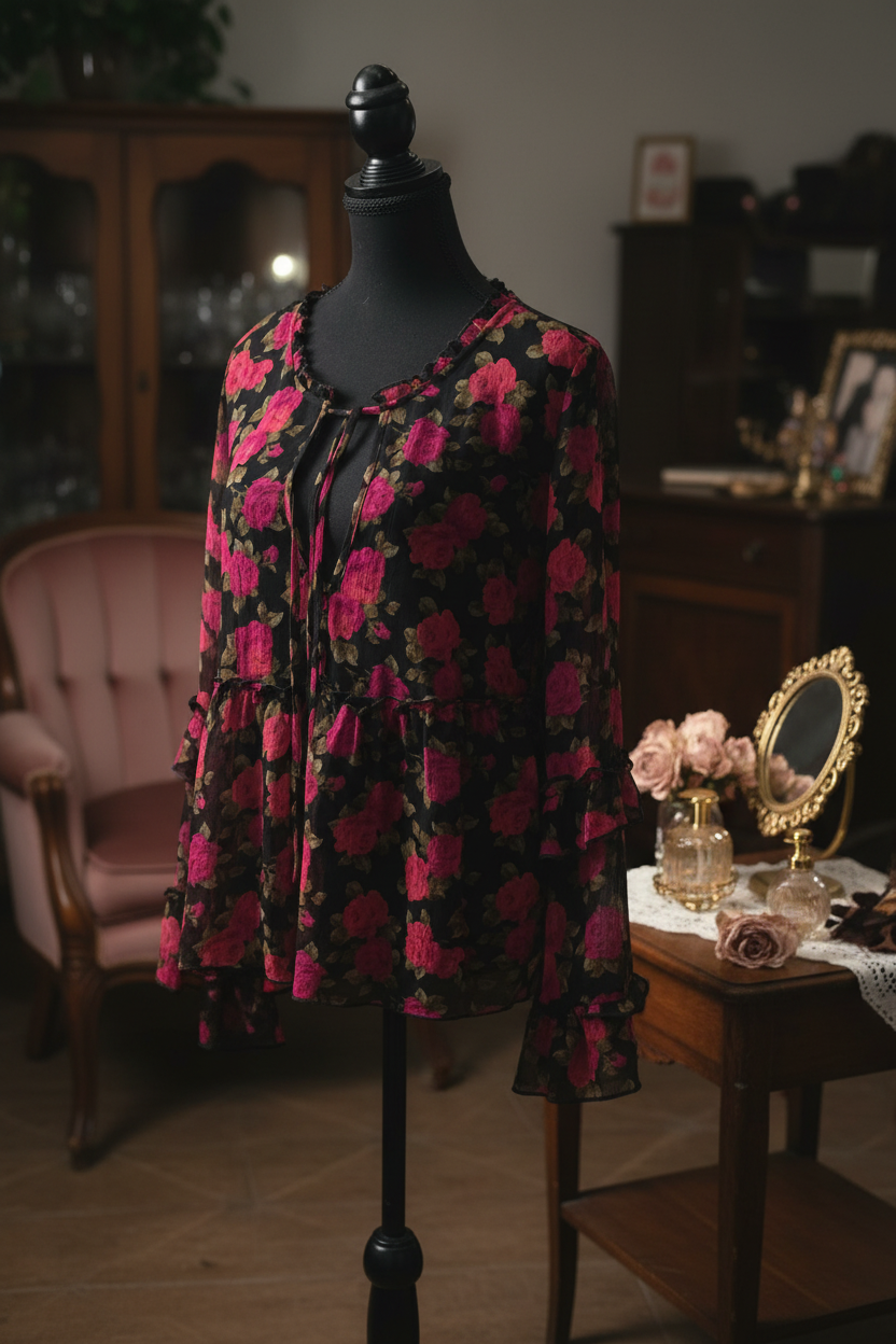 Fuchsia Garden Sheer Blouse