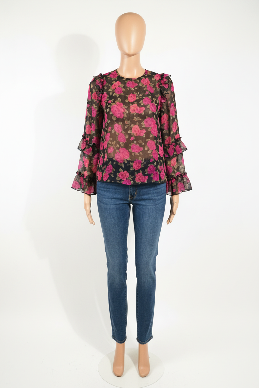 Fuchsia Garden Sheer Blouse