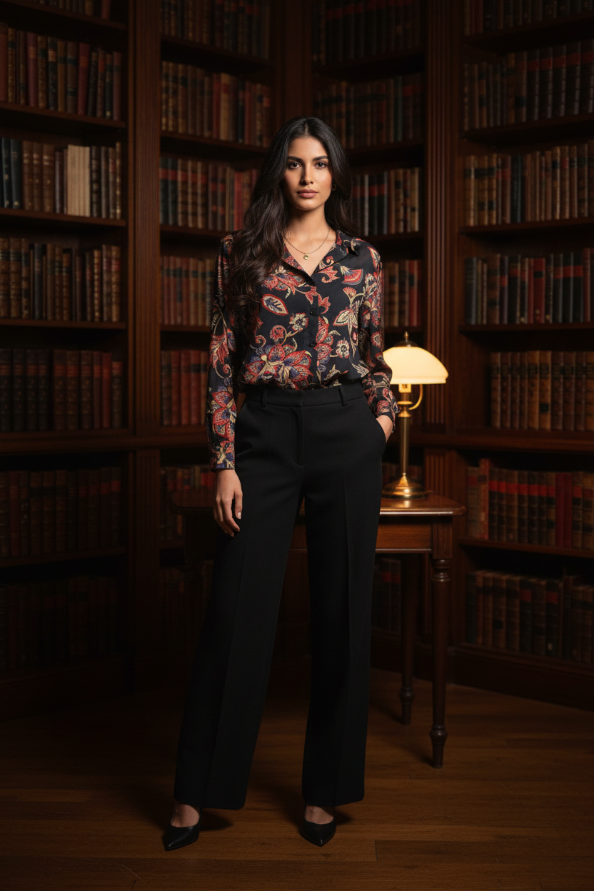 Midnight Bloom Jacobean Blouse