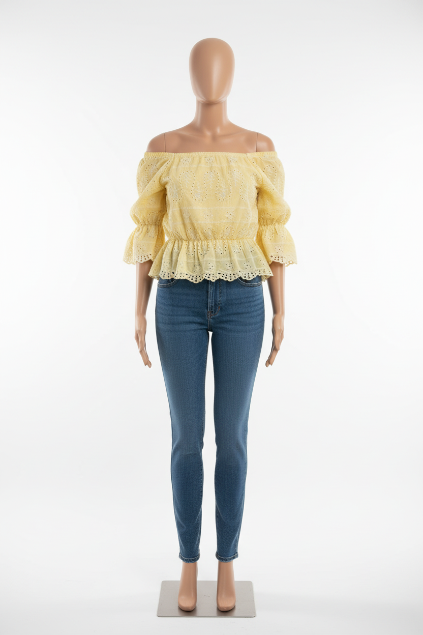 Luminously Embroidered Eyelet Blouse