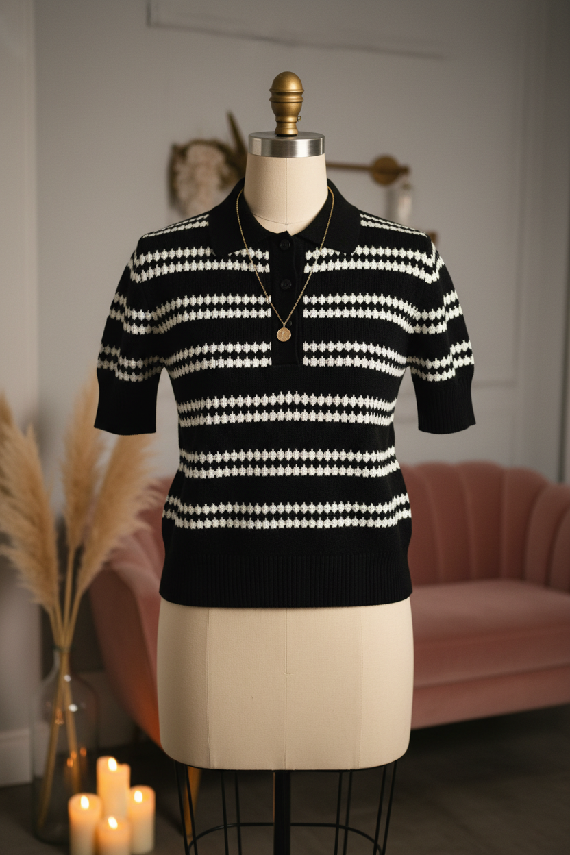 Monochrome Reverie Polo Knit