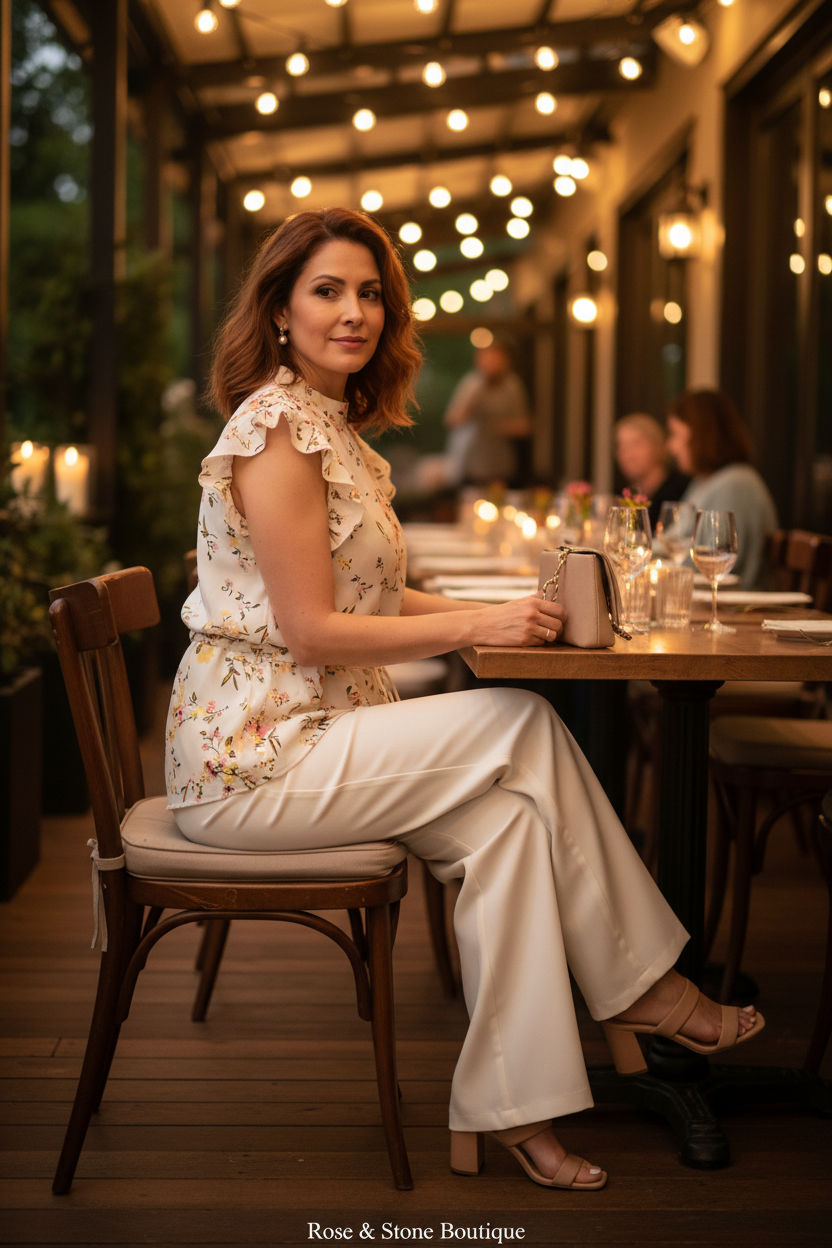Botanical Garden Ruffle Blouse in Cream
