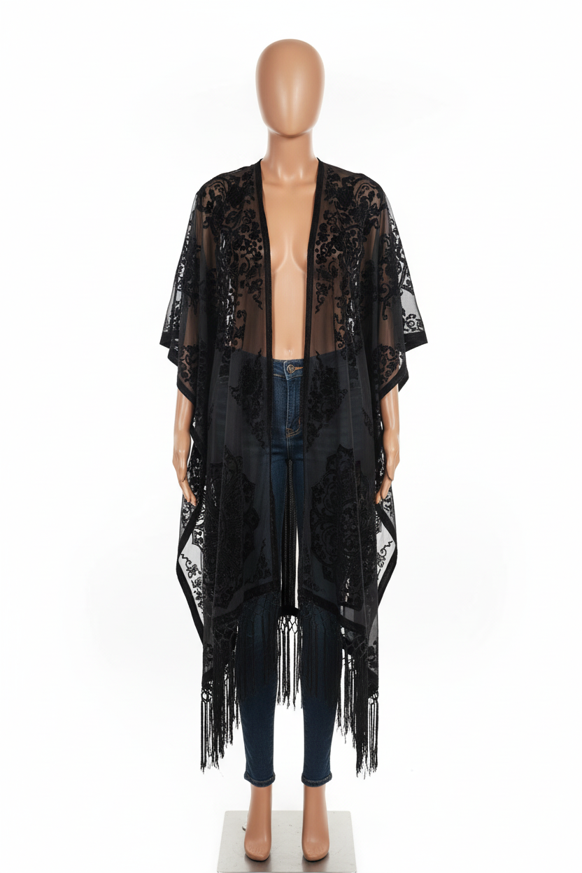 Midnight Reverie Velvet Kimono
