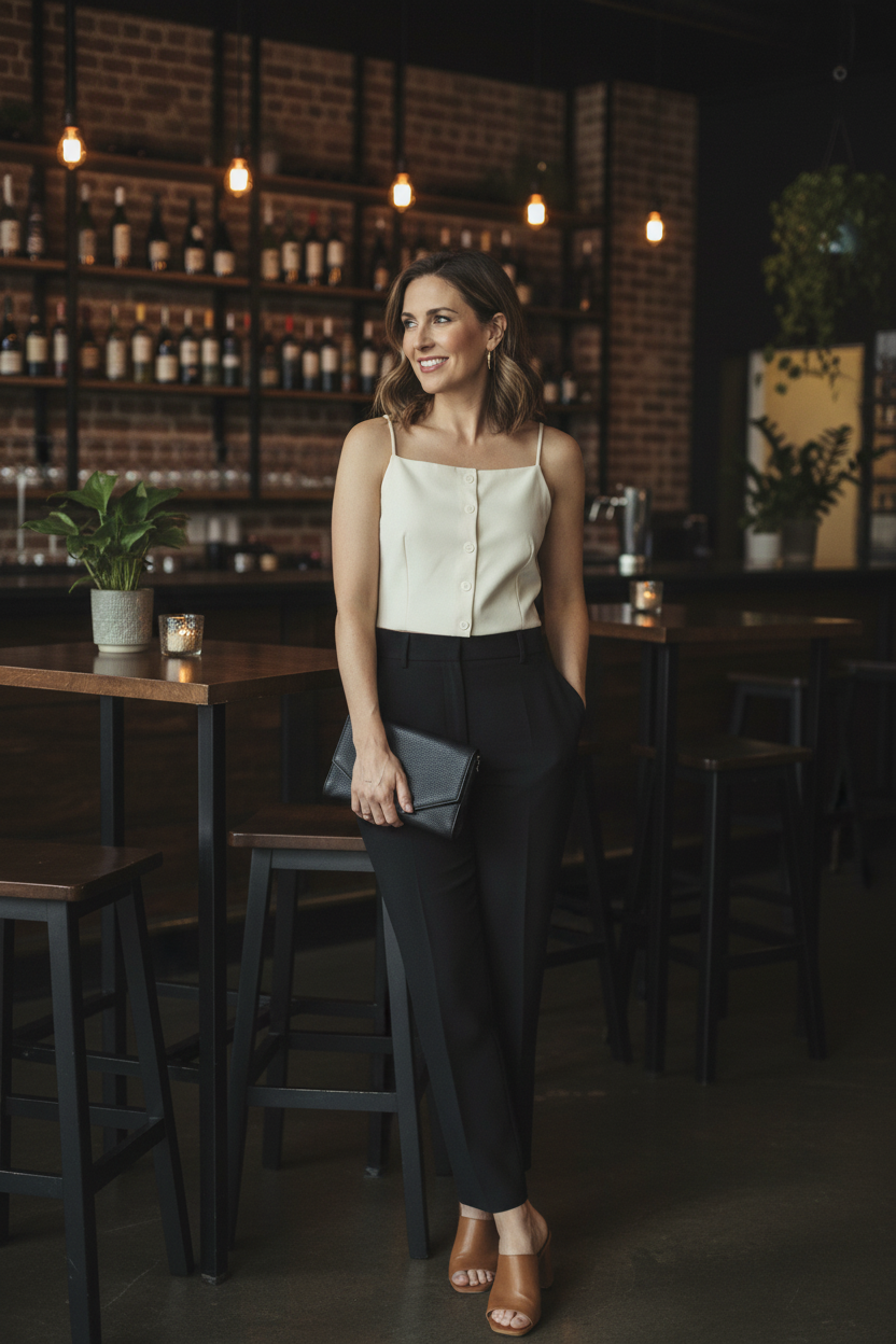 The Ivory Button Cami