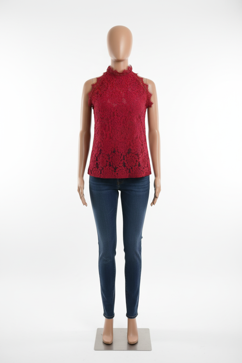 Crimson Rose Lace Top