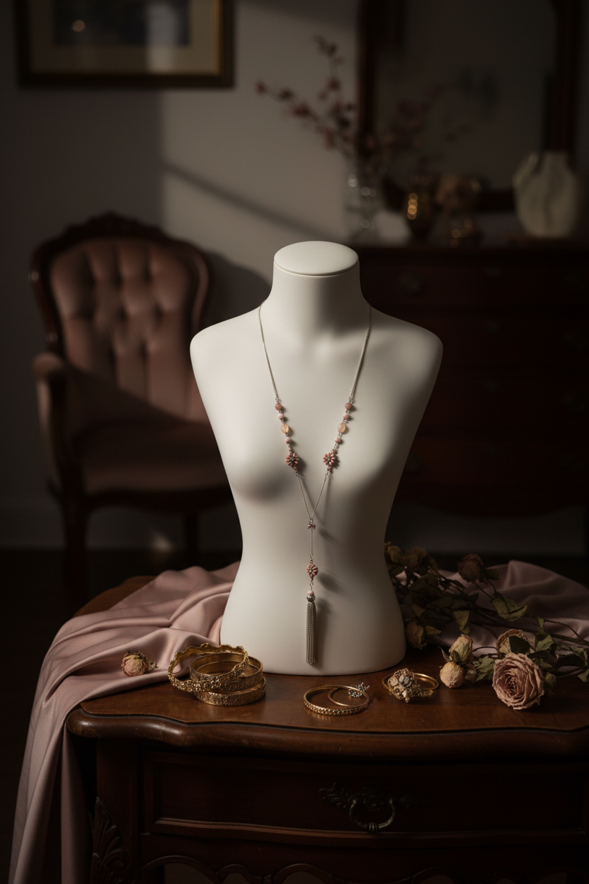 Blushing Petals Lariat Necklace
