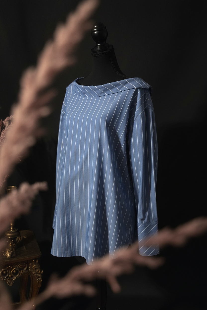 The Blueprint — Banana Republic Pinstripe Off-Shoulder Shirt