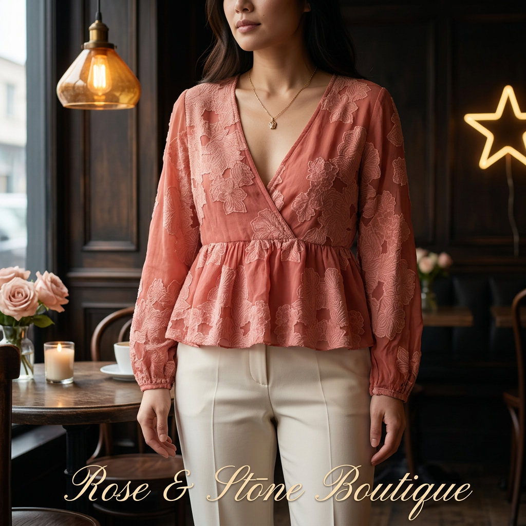 Petals Afterglow | Wilfred Coral Floral Peplum Blouse