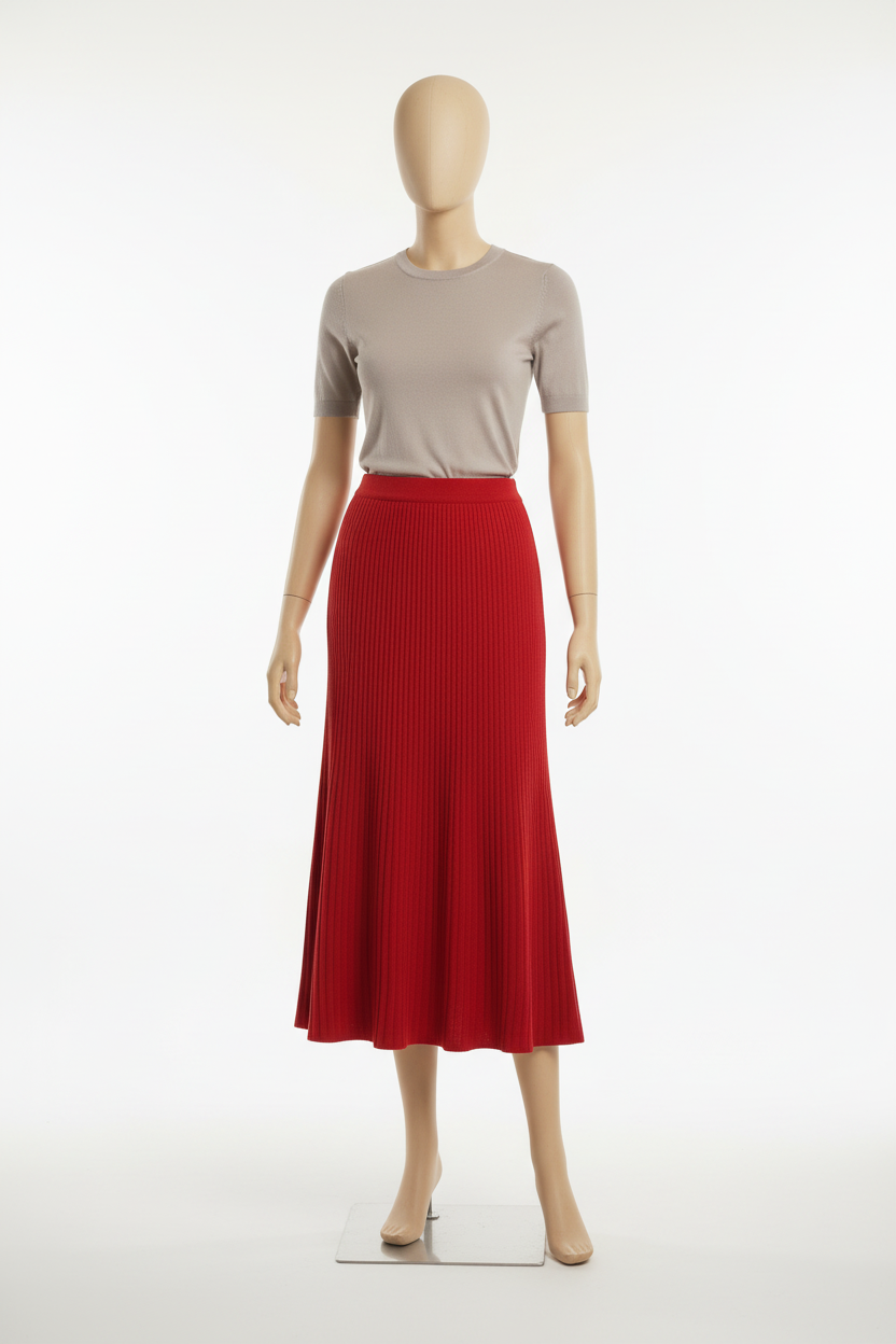Crimson Reverie Midi Skirt