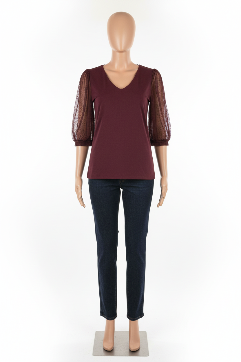 Delicately Enchanted Lace Sleeve Top