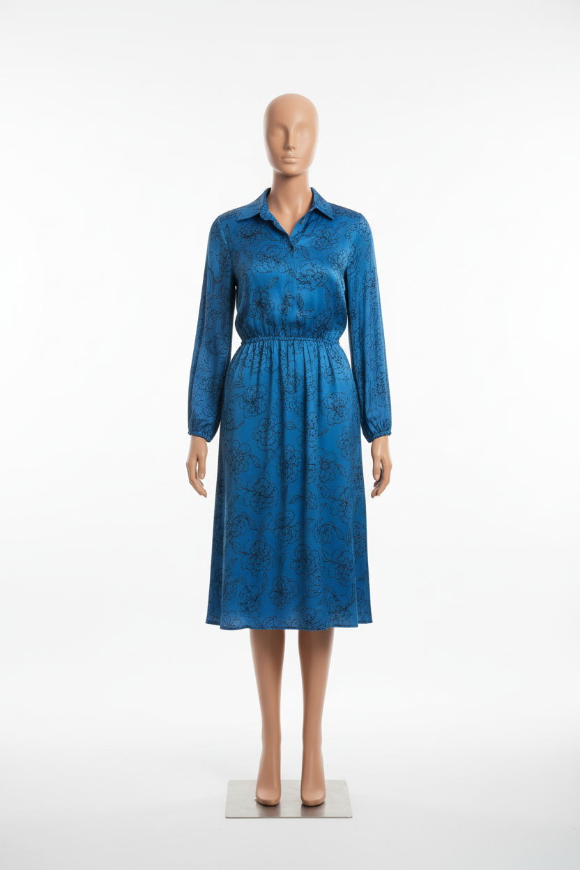 Gracefully Printed Azure Dress