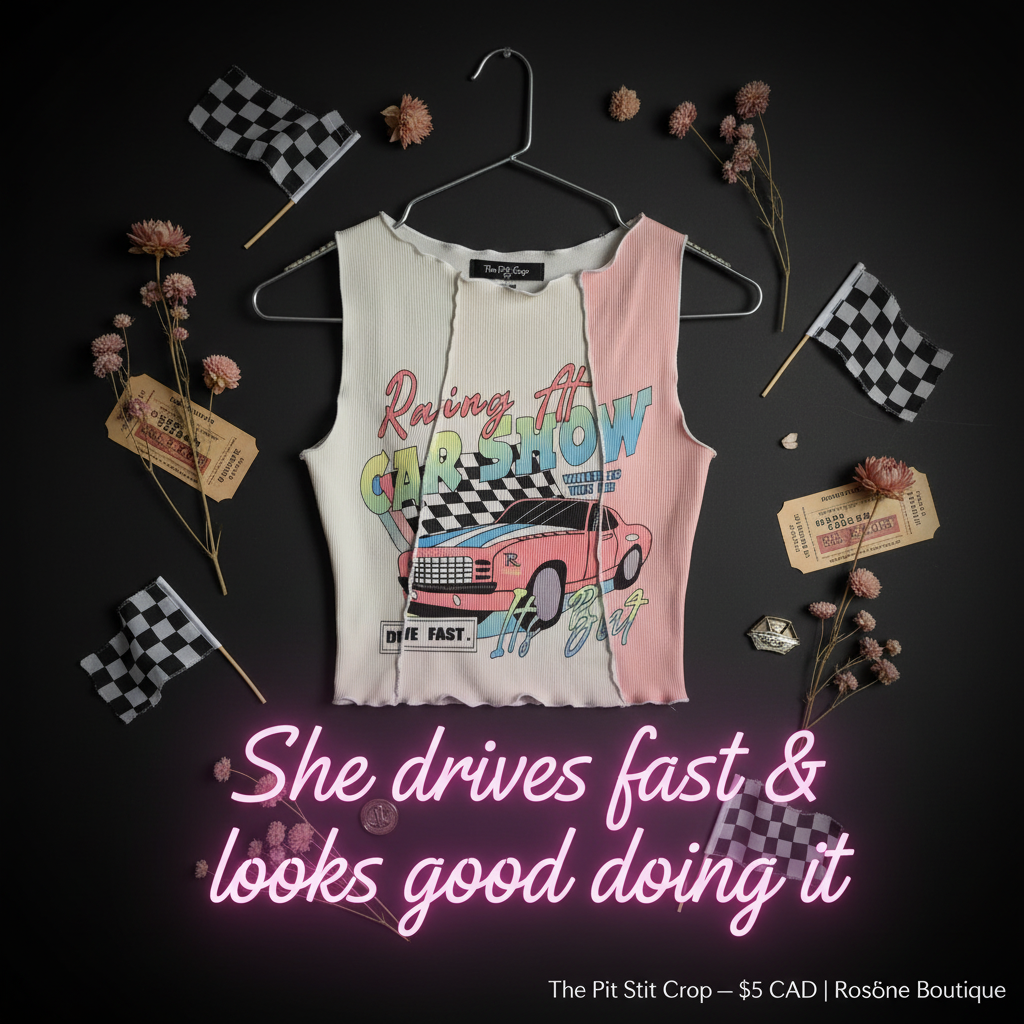 The Pit Stop Crop colour-block retro graphic crop tank by ROMWE