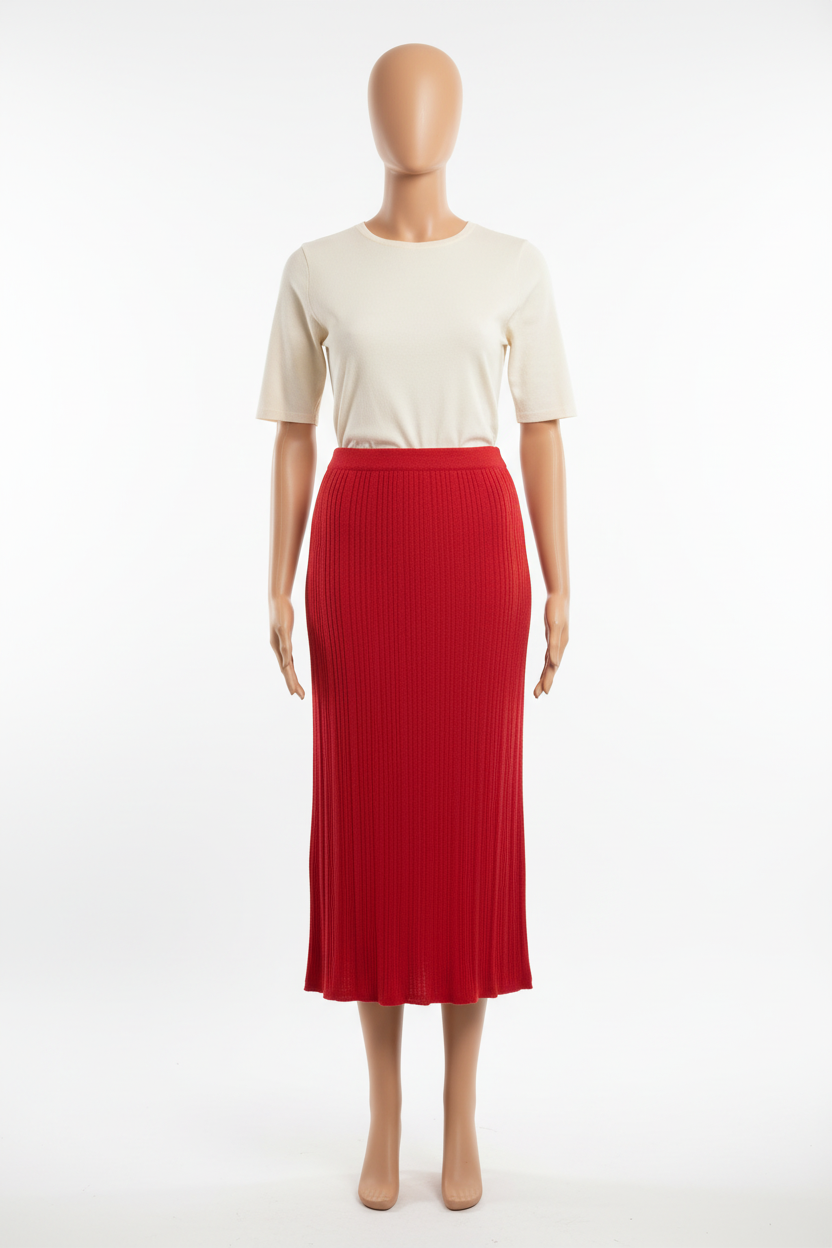 Scarlet Whisper Ribbed Midi