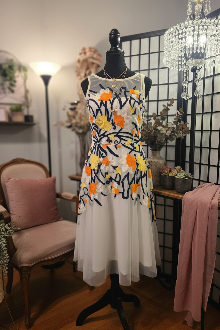 Gracefully Embroidered Floral Dress