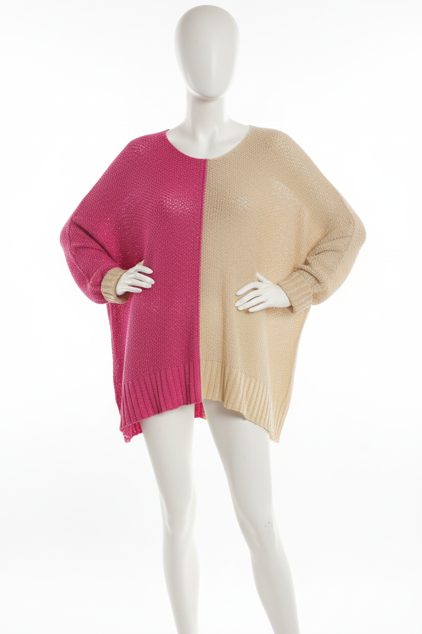Fuchsia Reverie Colour-Block Pullover