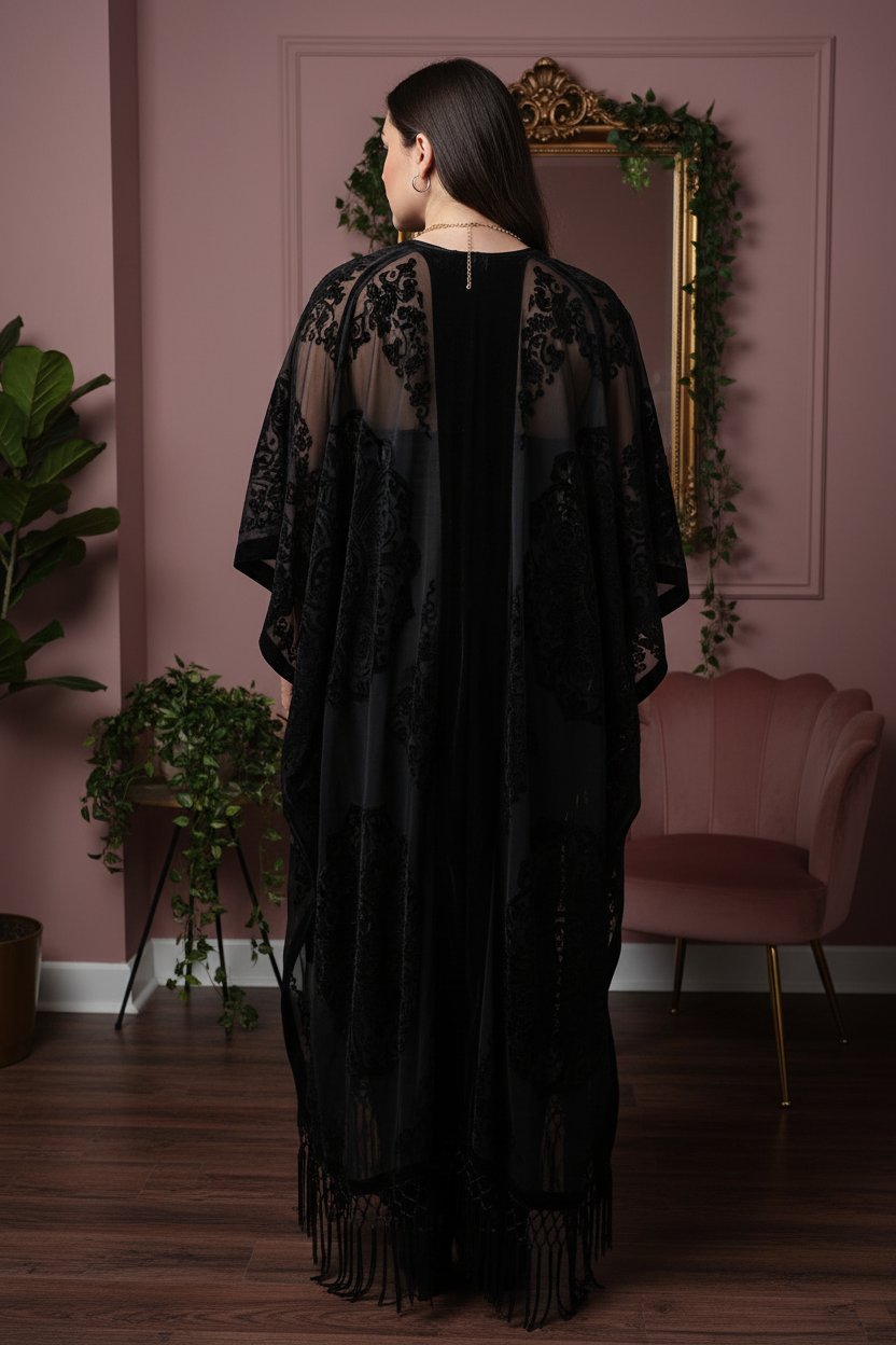 Midnight Reverie Velvet Kimono