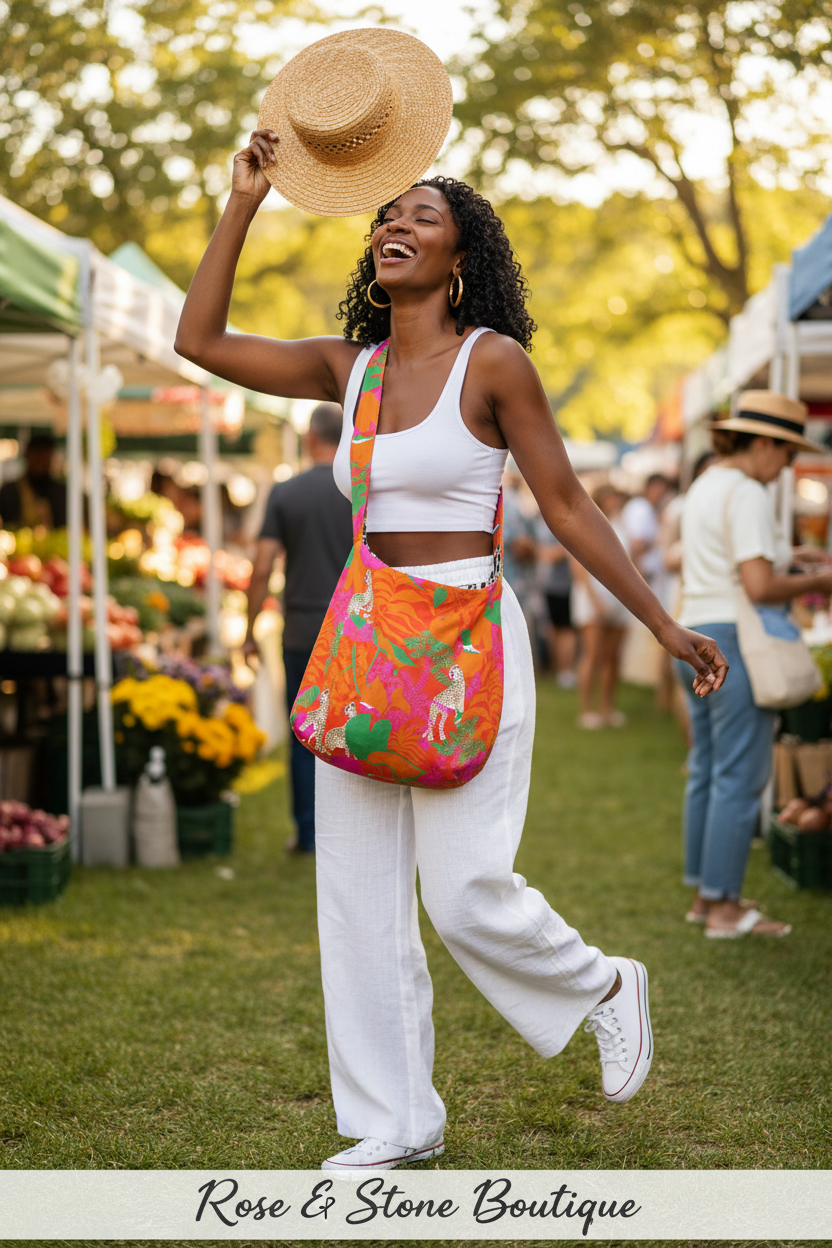 Wild Side Reversible Sling Bag — Jungle Side, Farmers Market