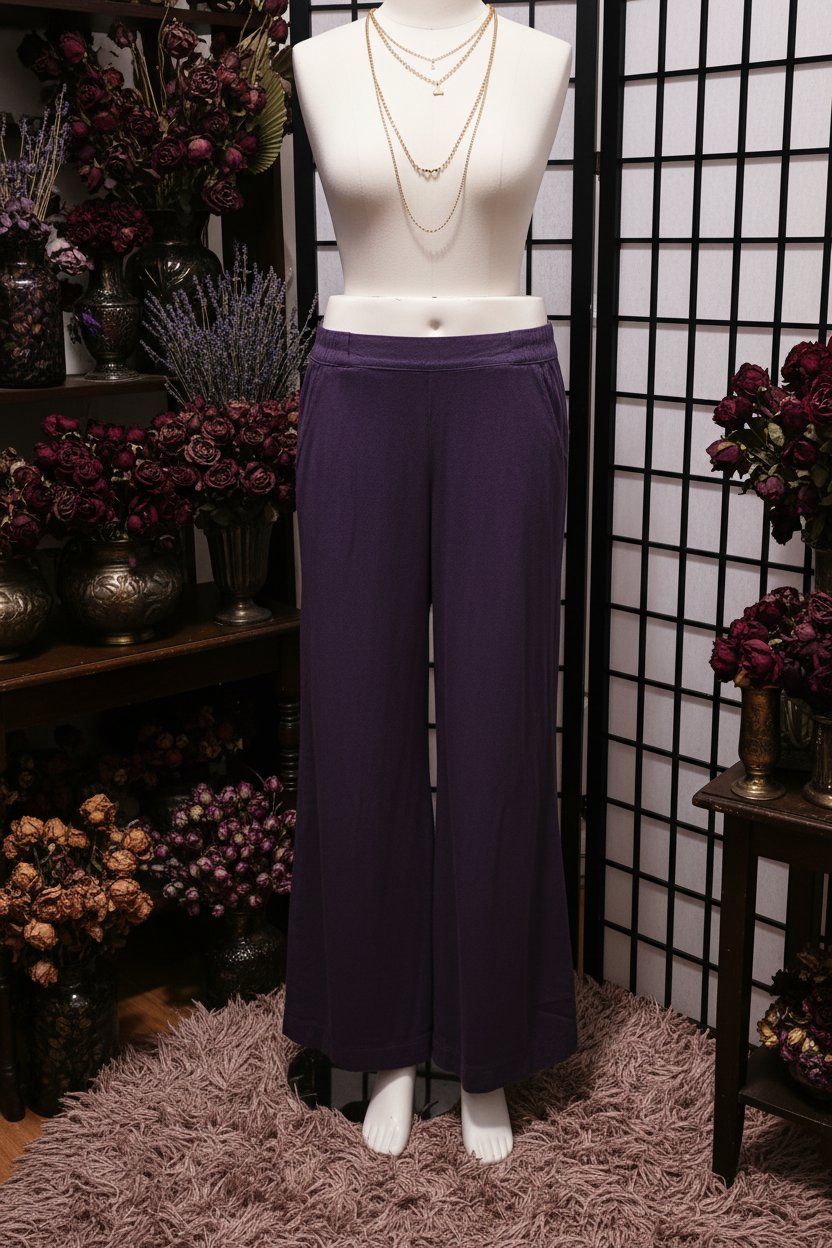 Luxuriously Flowing Purple Wide-Leg Pants