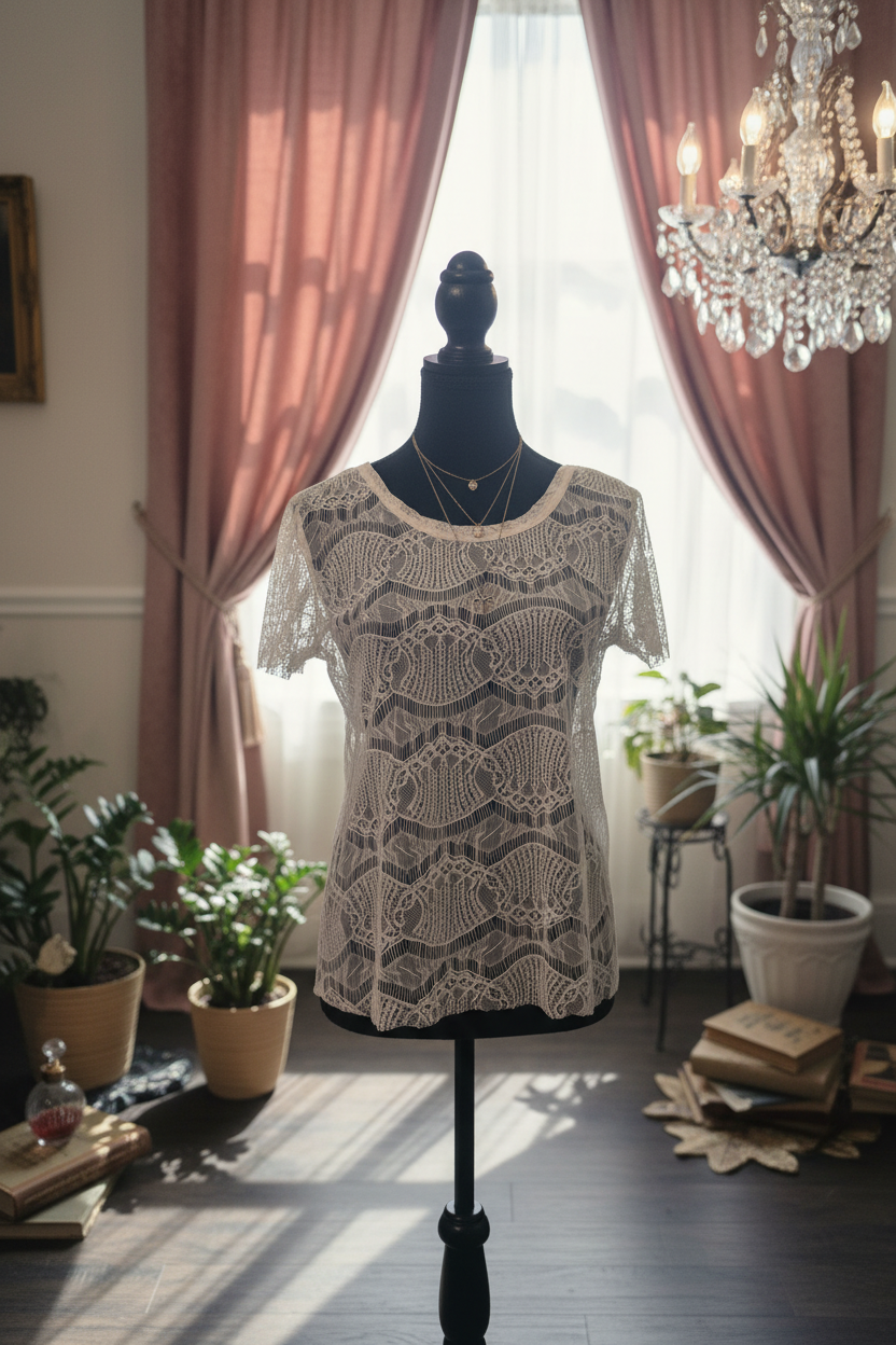 Moonlit Lace Sonnet T-shirt Blouse