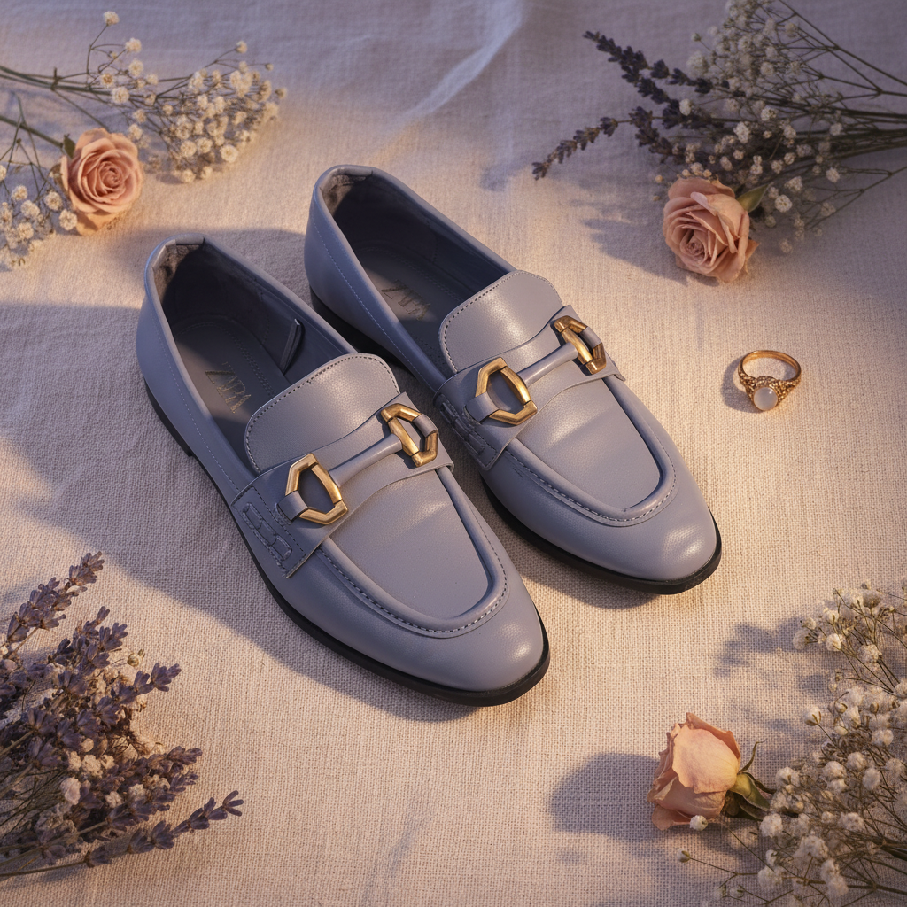The Periwinkle Bit Loafer — Gold Hardware Flat