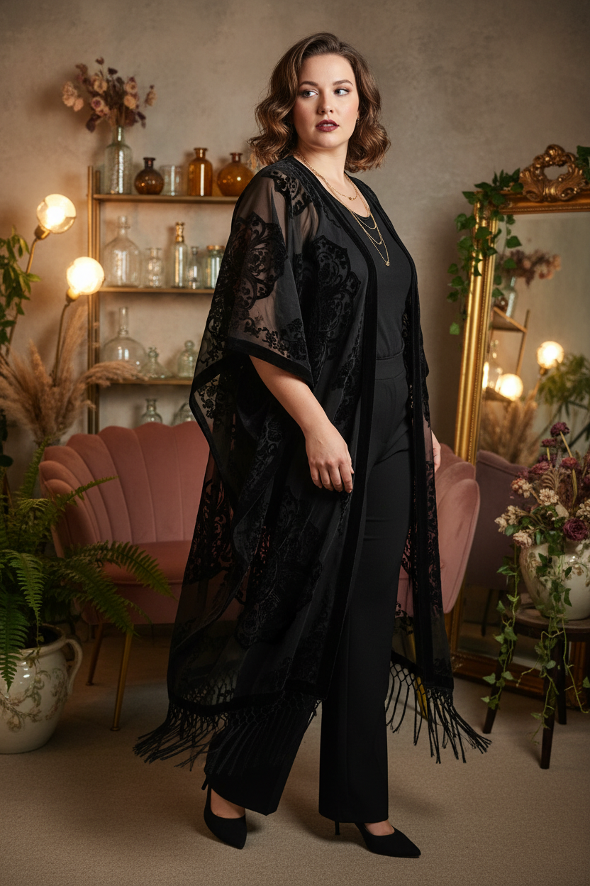 Midnight Reverie Velvet Kimono