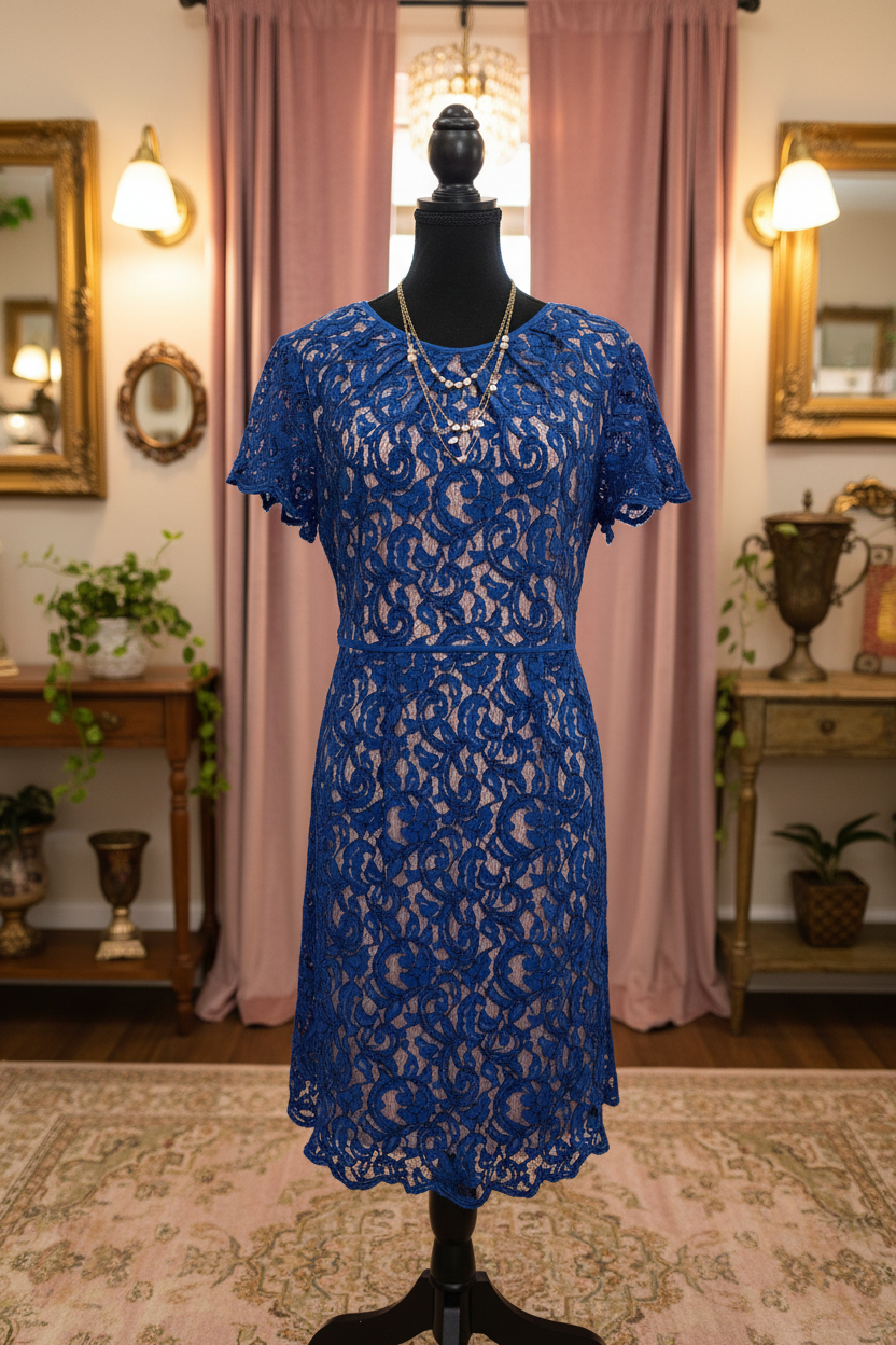 Timelessly Elegant Cobalt Lace Dress
