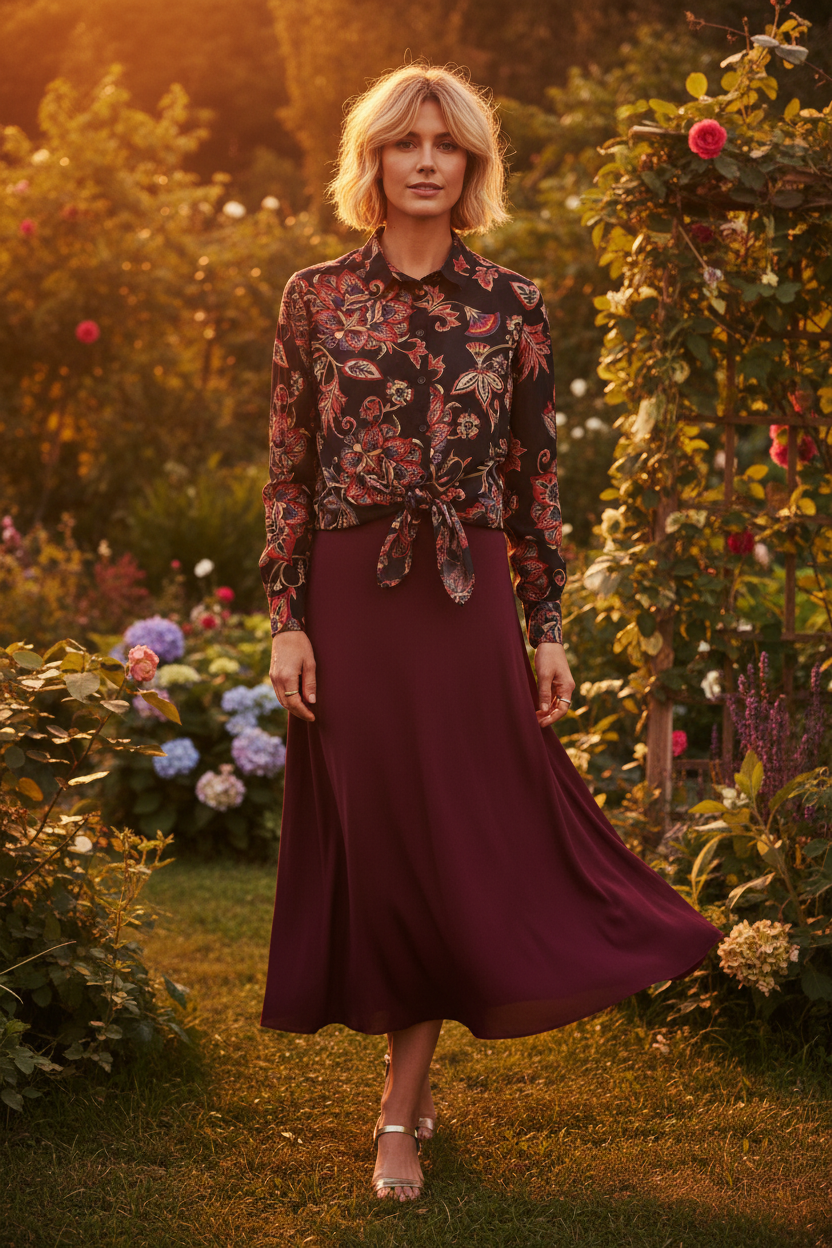 Midnight Bloom Jacobean Blouse