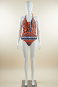 Solstice Ritual — Tribal Lace-Up One-Piece Swimsuit