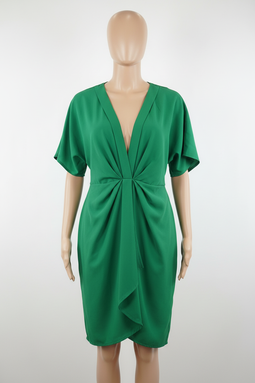 Emerald Twist Dress clean background product photo
