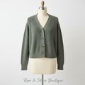GAP Sage Green Ribbed Cotton-Wool Button Cardigan