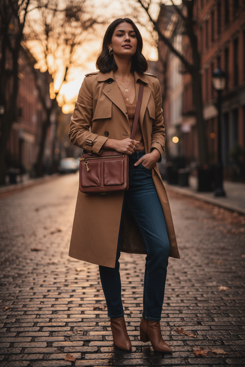 The Keeper of Keys — Fossil Pebbled Leather Crossbody Bag