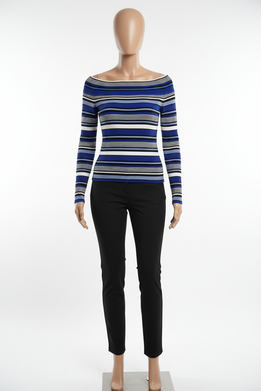 Brilliantly Striped Cobalt Sweater