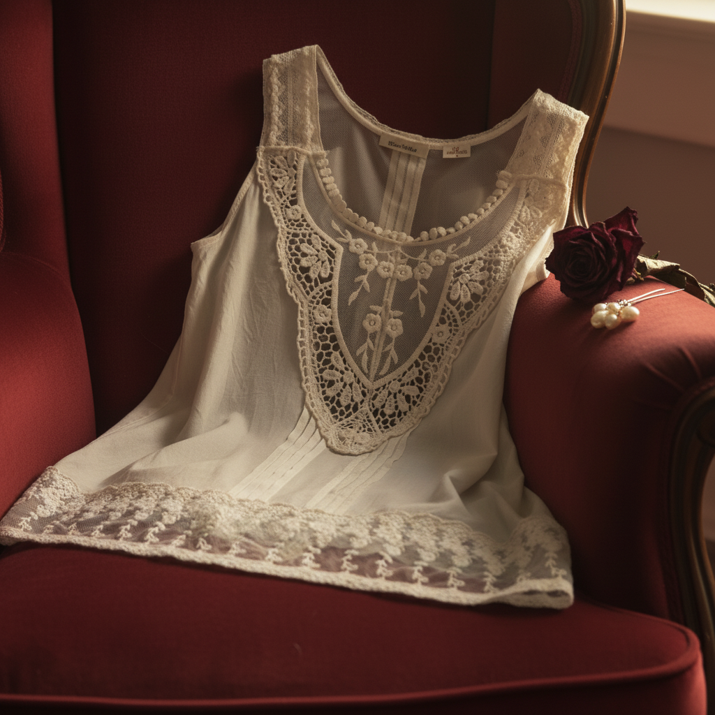 Kismet ivory lace bib tank — moody cinematic hero