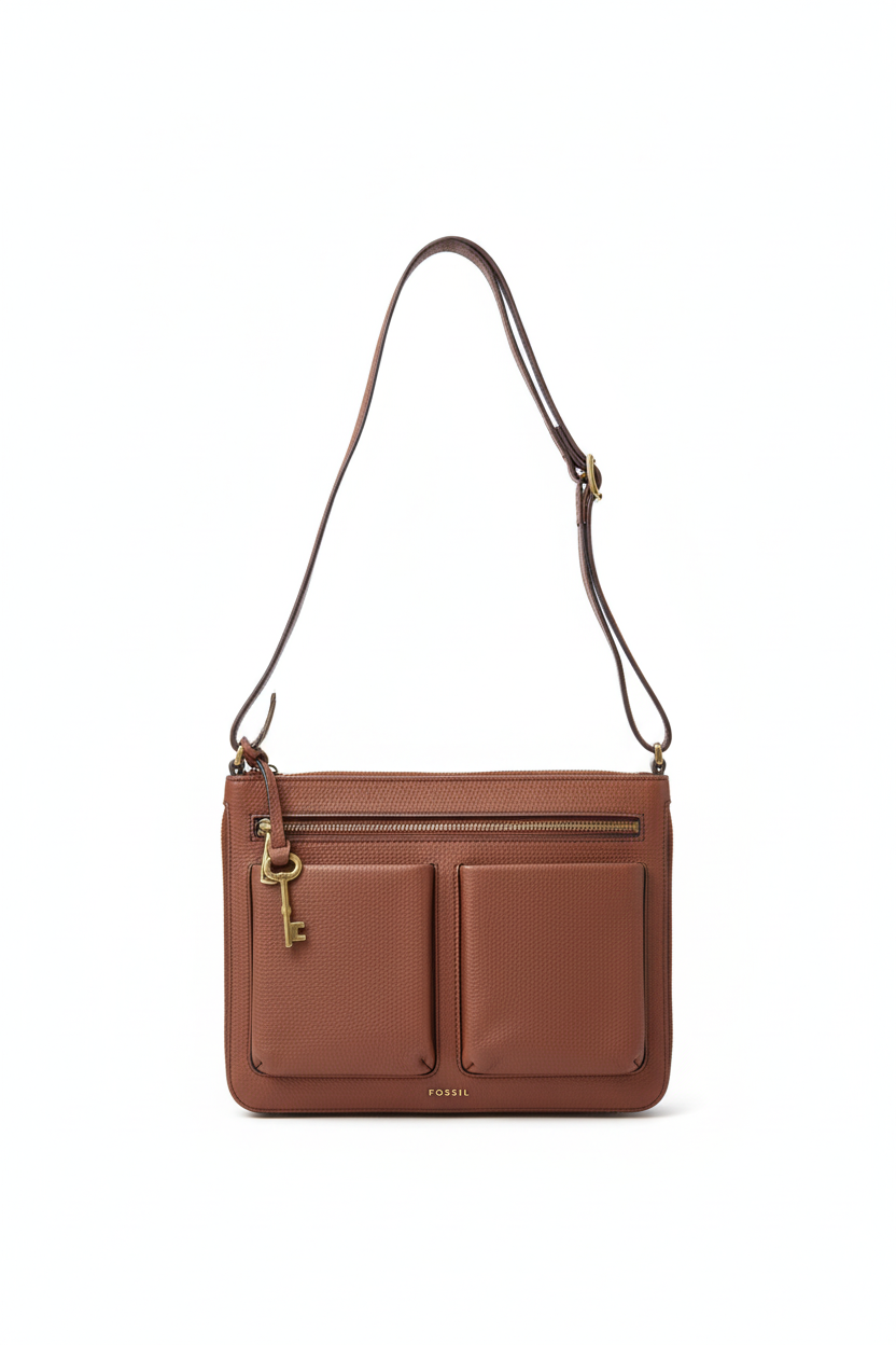 The Keeper of Keys — Fossil Pebbled Leather Crossbody Bag