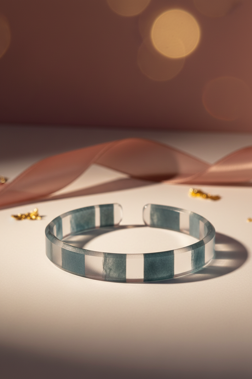 Teal block resin open cuff bracelet, Rose & Stōne Boutique