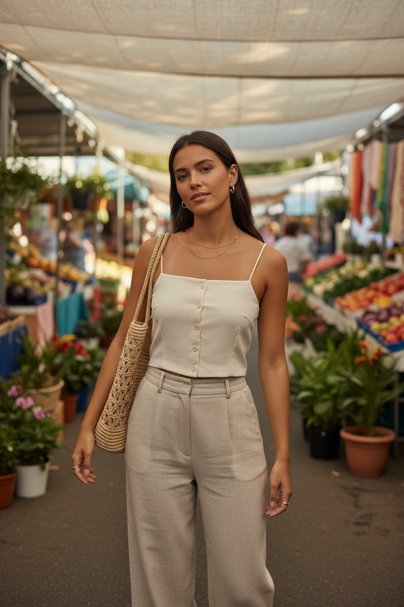 The Ivory Button Cami