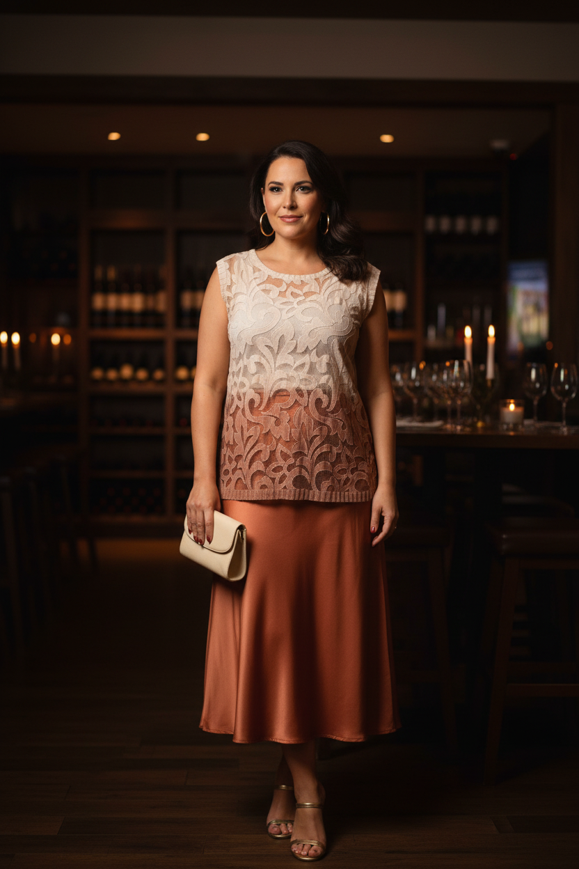 Ombré Lace Drift Top — Morning Apple