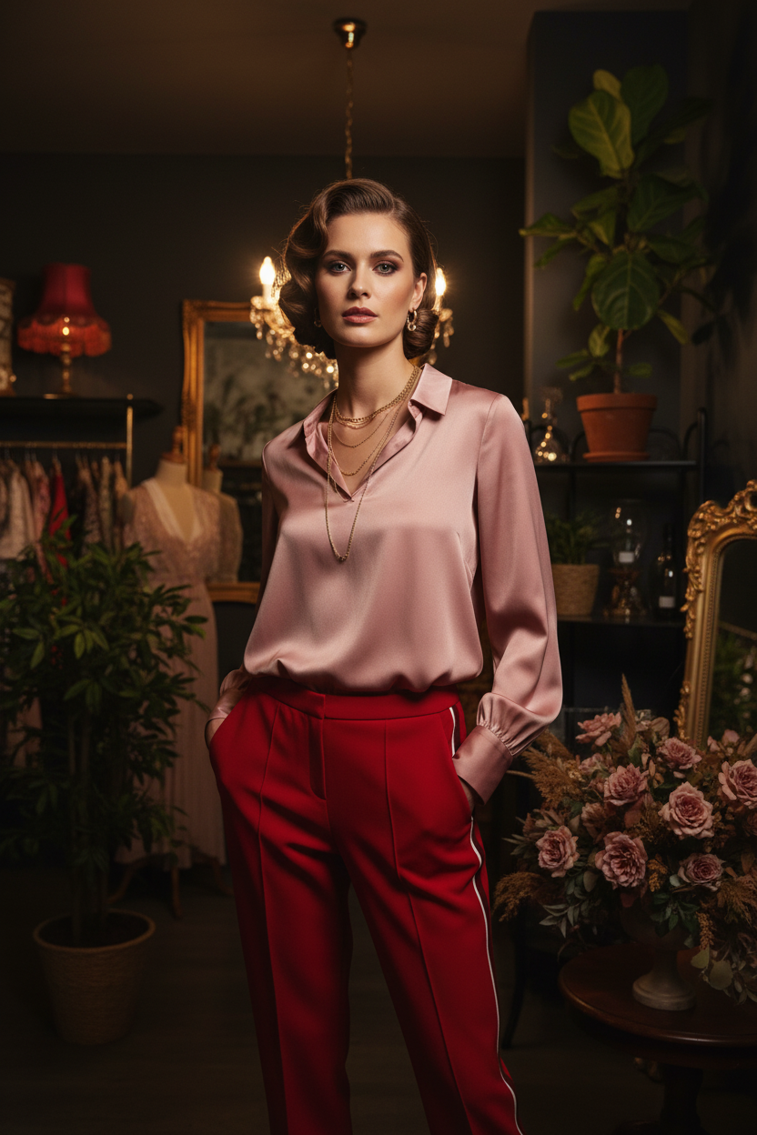 Daringly Sporty Crimson Track Pants