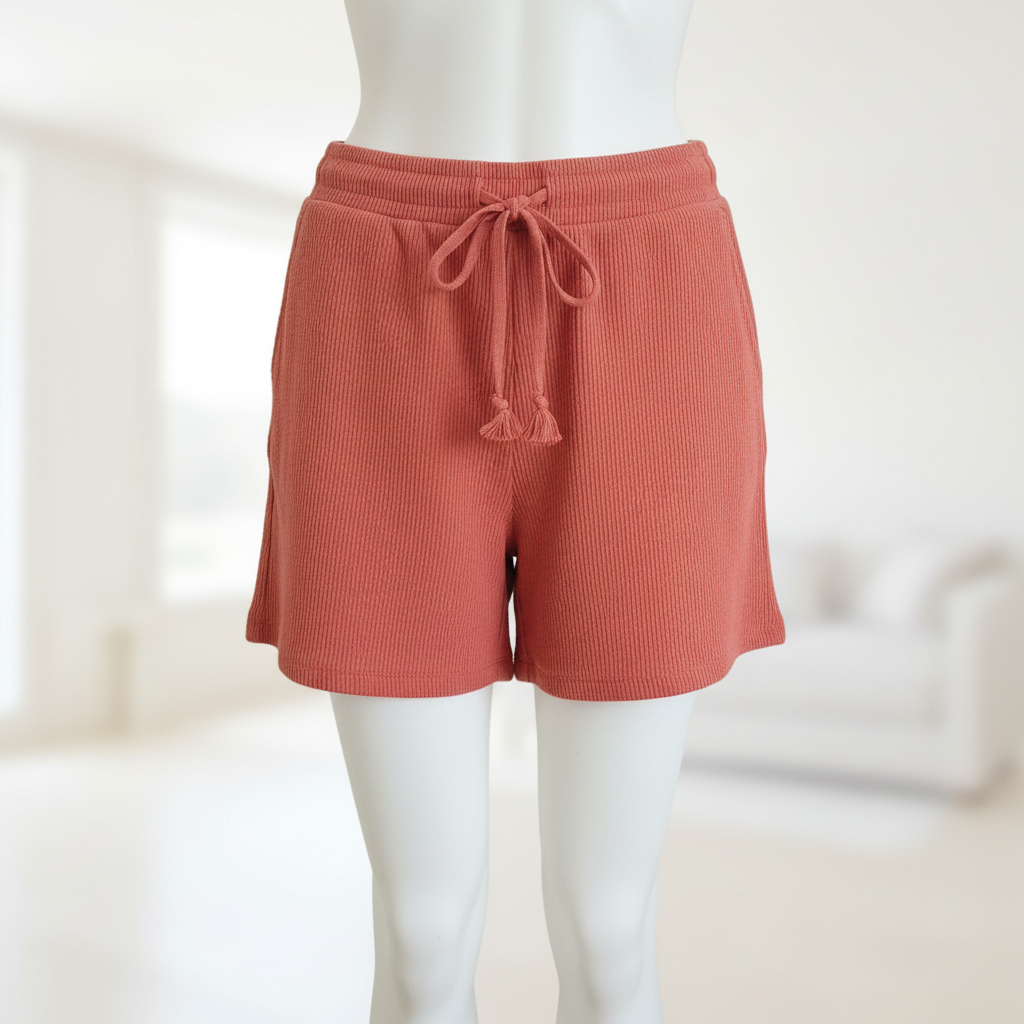 The Tassel & Terracotta Short — Joe Fresh Textured Knit in Coral Rose