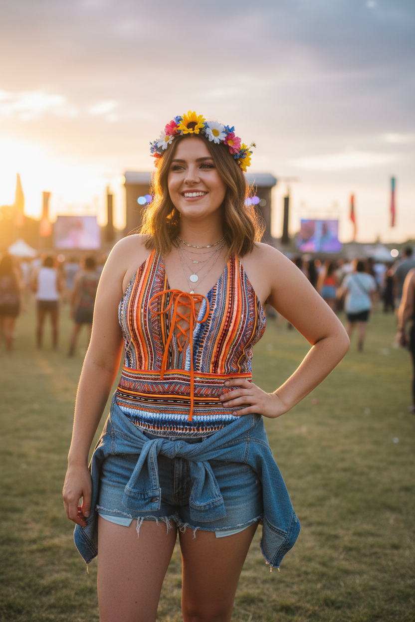 Solstice Ritual — Tribal Lace-Up One-Piece Swimsuit