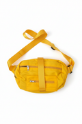 Sunshine yellow nylon crossbody belt bag on white background