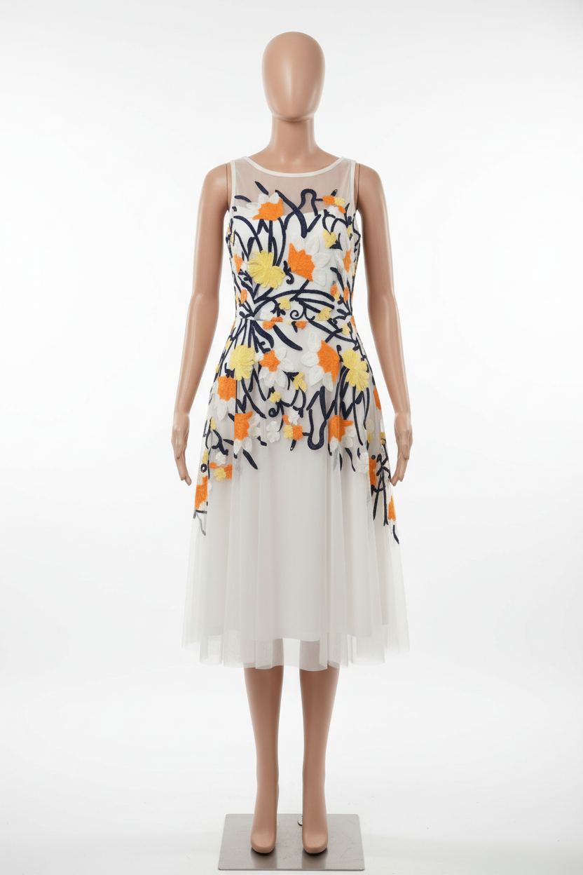 Gracefully Embroidered Floral Dress