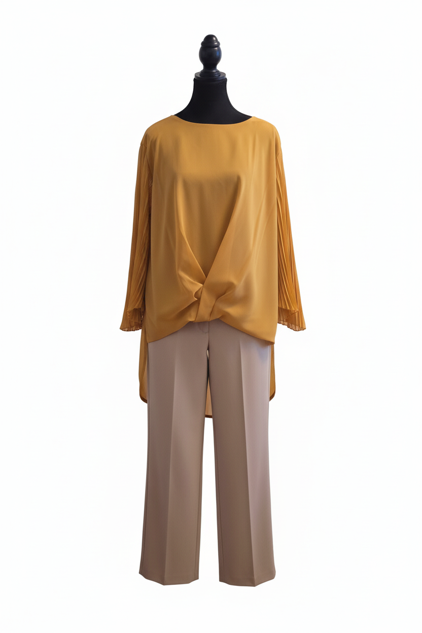 Golden Pleated Reverie Blouse