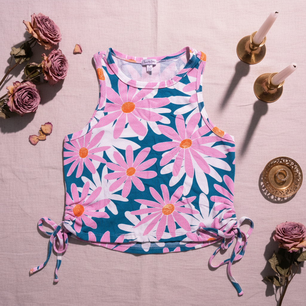 Wildly Yours — Daisy Print Smocked Crop Tank