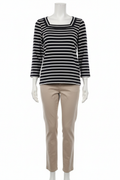 Noir Stripe Square Neck Top clean background product photo