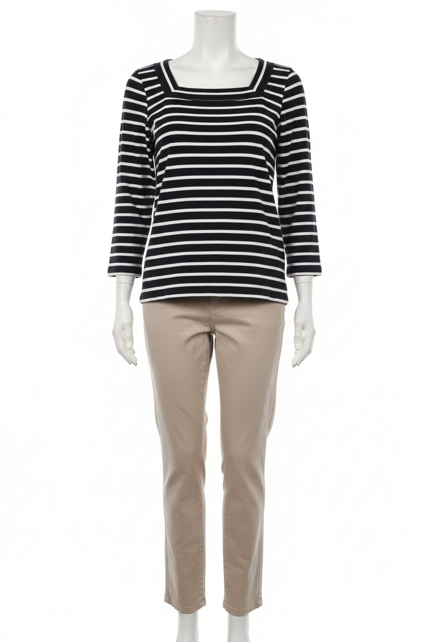 Noir Stripe Square Neck Top clean background product photo