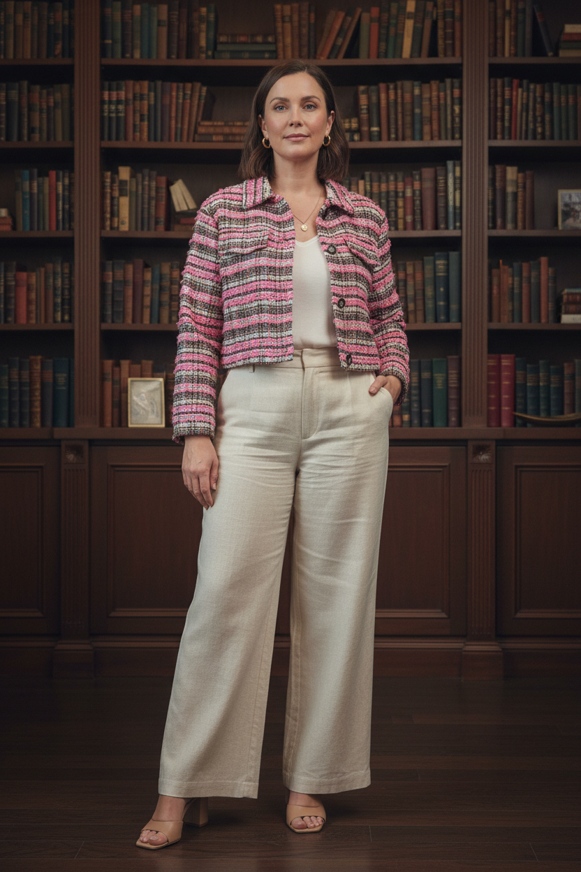 The Chanel-Coded Dream — Bouclé Tweed Jacket | Pink Multicolour
